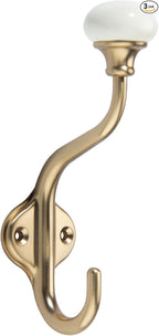 TUNNY Coat Hooks - 3 Pack Champagne Bronze Towel Hooks Robe Hooks Decorative Wall Hooks for Bathroom Bedroom Kitchen Towel Robe Clothes Cabinet Closet Bathroom Hardware