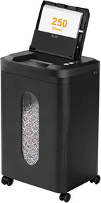 QUIETLEMON 250-Sheet Heavy Duty Paper Shredder Auto Feed, P-5 Security Level, 60Min Non Stop Commercial Shredder for Office Home, Micro Cut, 8.72 Gallon Bin, <60dB Quiet, Auto Anti-Jam (OL380)