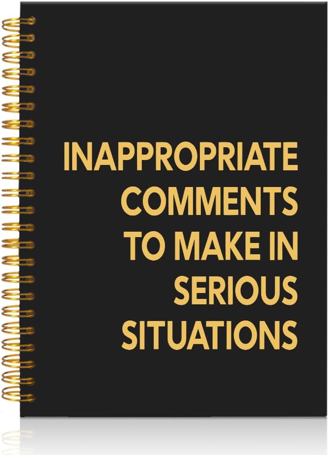 Mhfpl Inappropriate Comments to Make in Serious Situations Black Golden Spiral Blank Notebook, Humor Saying Sarcastic Gifts for Employee, Work Gag Gifts for Colleague Team Member Staff Friends
