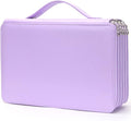 Vomgomfom Colored Pencil Case - 252 Slot Pencil Holder with Zipper Closure Deluxe PU Leather Large Capacity Case for Watercolor Pens or Markers, Artist Organizer (Purple)