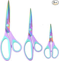 Zicolu Craft Scissors Set of 3 pack, Sharp Rainbow Titanium Coating All Purpose Scissors, Ergonomic Semi-Soft Rubber Grip, Suitable for School, Office and Household Use, 9.2''/8.5''/5.6"