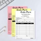 Custom Carbonless Sales Invoice Form Books for Small Business, Personalized NCR 3-Part Receipt Book with Carbon Copies, Cover Add Company Name, Address and Number Printed