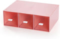 OSteed Desktop Drawers, Desk Organizer with 3 Drawers, Stackable Plastic Storage Box for Home Collection, Cosmetics, Jewelry, Office Supplies (1 Tall Layer, Pink)