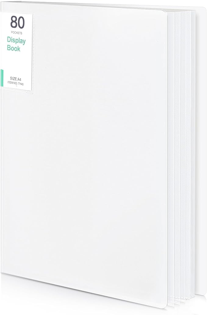 Phyxin 80-Pocket Portfolio Binder Organizer, Binder Sheet Protectors 8.5" x 11", Displaying 160 Page Plastic Folders for Documents, Document Organizer for Concert, Artwork, School & Office Use, White