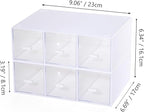 OSteed Desktop Drawers, Desk Organizer with 6 Drawers, Stackable Plastic Storage Box for Home Collection, Cosmetics, Jewelry, Office Supplies (2 Tall Layers, White)