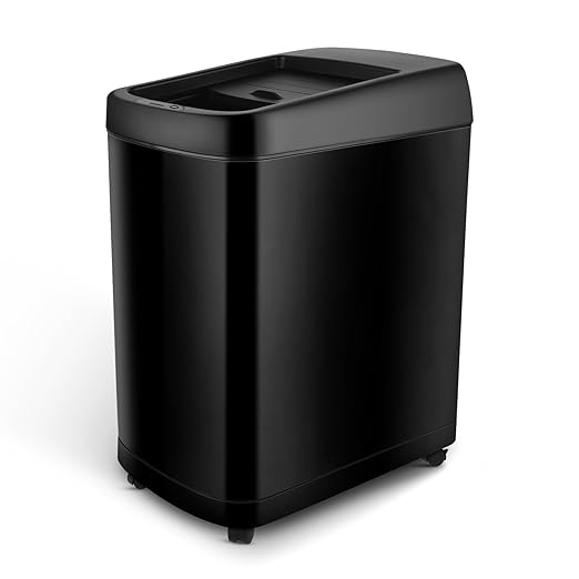 Smartowner 8 Gallon Motion Sensor Trash Can with Roll Lid & Wheels - Automatic Touchless Trashcans for Kitchens, Bedroom, Office Trash Bin (Black)