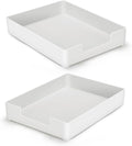 AZFUNN Letter-Size Tray Desk Letter Tray Paper Tray, Sturdy Heavy-Duty Plastic Printer Paper Tray, Single-Tier Stackable File Storage Organizer for Office Home (2, White)