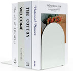 Lulonpon 6 Pieces Book Ends, Bookends, Books Stand, Metal Bookend for Shelves, White Book Ends for School, Library, Desktop Organizer