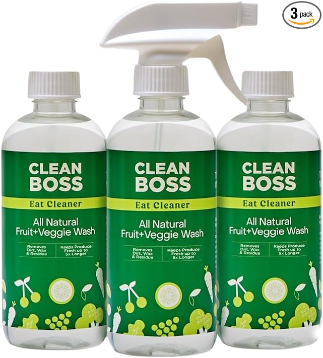 CleanBoss - Eat Cleaner, 12 oz (3 Pack) with one Trigger - Keeps Produce Fresh, Vegan, Gluten Free