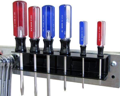 Wall Control Screwdriver Holder Bracket Slotted Metal Pegboard Accessory Slotted Tool Board - Black