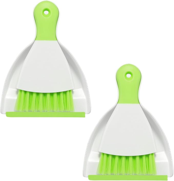 NACENA Mini Dustpan and Brush Set 2 Pack, Small Broom and Dustpan Set Dust Pan and Mini Hand Broom Dustpan and Broom Combo Compact for Home Table Keyboards Sofa Kitchen, Dark & Blue
