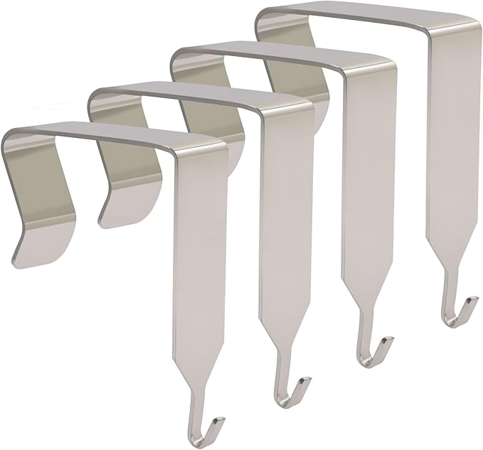 OSVJE 4 PCS Over The Door Hook, Universal Cubicle Hangers Metal Partition, Office Hook for Hanging File Bins/Keys/Whiteboard (Silver)