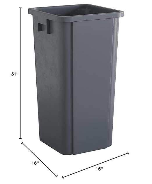 Krollen Industrial 23 Gallon Grey Square Commercial Trash Can