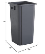 Krollen Industrial 23 Gallon Grey Square Commercial Trash Can