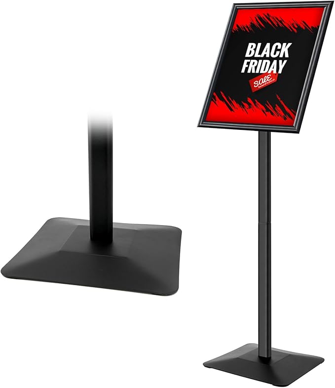Golemas Sign Stand for Display, 11lbs Integrated Rod Heavy Duty Pedestal Floor Signage Stand Holder, for Outdoor or Indoor Advertising (8.5 x 11, Black)