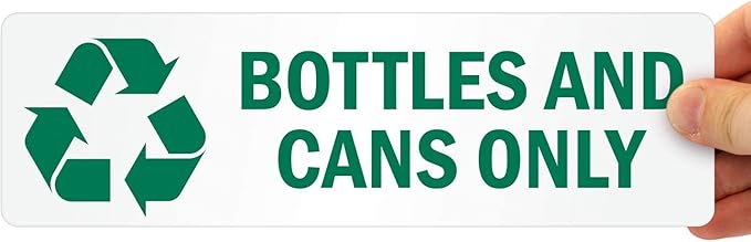 SmartSign Bottles and Cans Only Pack of 5 Recycle Labels | 3" x 10" Laminated Vinyl, Made in USA