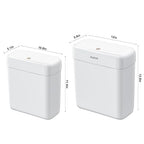 funest 2 Pack Bathroom Trash Can with Lid, 3 Gal/12 L & 2.7 Gal/10L Garbage Can with Pop-Up Lid, Small Spaces Plastic Trash Can, Slim Trash Bin Waste Basket for Bathroom,Rv, Office, White