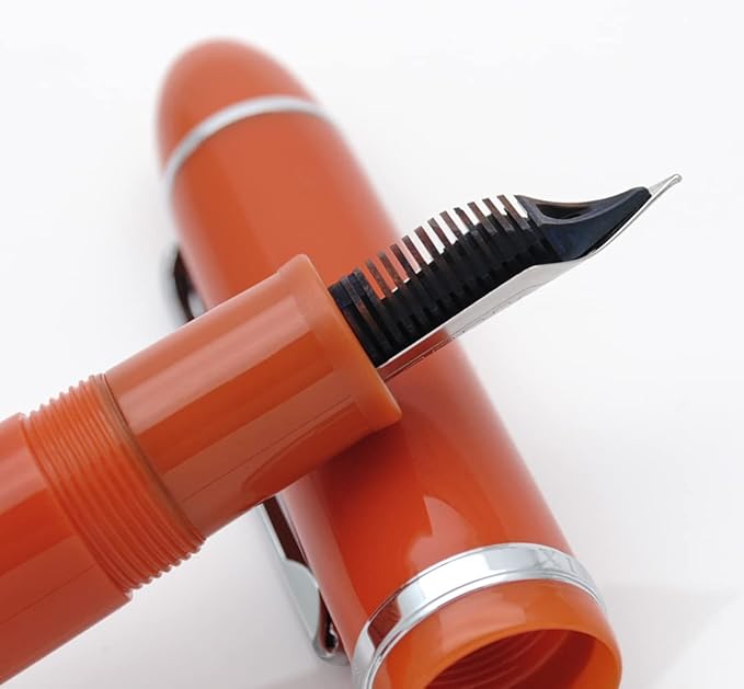 JINHAO X159 Fountain Pen (EF Nib 0.38mm, Orange Red with Silvery Clip)