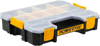 POWERTEC Small Parts Organizer & Tool Box – 14 Compartments, Stackable Storage with Interlocking Latch, Removable Dividers, Clear Lid, Portable Design (72364)