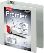 Cardinal 3 Ring Binder, Binders for School and Office, Durable 3 Inch Premier Easy Open Binder, ONE-Touch Locking Slant-D Rings, 650-Sheet Capacity, ClearVue Cover, PVC-Free, White (10330)