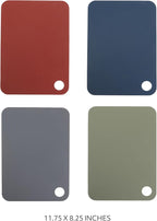 Sur La Table Kitchen Essentials Crafty Carvery BPA-Free Flexible Cutting Mats – 4-Piece Color-Coded Chopping Board Set, Dishwasher Safe, Non-Slip, 11.75" x 8.25", Assorted Colors