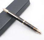 JINHAO 20 Press Fountain Pen, Retractable Capless Resin Pen with Ink Converter (EF Nib 0.4mm, Transparent Black - Gold Clip)