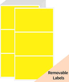 STARLIBOO Removable Colored Labels Stickers, 3X5 Inch Removable Large Label Stickers for Moving Boxes and Storage Bins- Waterproof- Tear Resistant (Yellow)