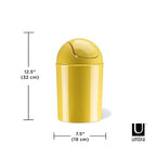 Umbra 1.25 Gallon Mini Waste Can with Removable Swing-Top Lid - Small Garbage Bin for Kitchen, Bathroom, Bedroom, Office - Compact Trash Can Fit Under Tables & Counters - Yellow