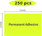 STARLIBOO Neon Colored Labels Stickers 3 x 2 Inch, Rectangle Moving Labels Stickers, 250Pcs Garage Sale Price Stickers, Adhesive Moving Labels for Boxes- Fluorescent Yellow