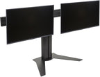 Displays2go Desk Stand for Two Monitors, Holds 2 TVs, Metal, Aluminum, Plastic, MDF – Black (TBLMMD32)