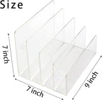 Halyuhn Acrylic Desk File Organizer 2 Pack, 4 Section Letter Organizer, Clear Folder Holder, Desktop File Holder for Document, Notebook and Newspaper, Clear Desk Storage Rack for Home and Office Use