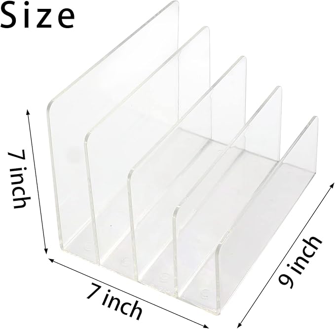 Halyuhn Acrylic Desk File Organizer 2 Pack, 4 Section Letter Organizer, Clear Folder Holder, Desktop File Holder for Document, Notebook and Newspaper, Clear Desk Storage Rack for Home and Office Use
