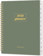 SUNEE 2026 Planner, Weekly and Monthly Calendar Planner, January 2026-December 2026, Daily Agenda with Tabs, Note Pages, Spiral Binding, 6.4"x8.3", Sage Green