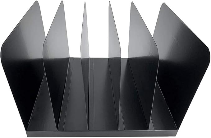 Huron Desktop File Binder Organizer Storage Vertical 5 Slot, Black Commercial Grade Steel