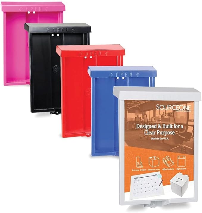 SourceOne 8.5” x 11” Outdoor Realtor Style Brochure Holder with Lid – White – UV Resistant