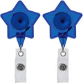 Will Well Badge Holders with Belt Clips for Securing onto Pockets and Purse Straps, with Retractable 27.5" UHMWPE Fiber Pull Cords, Strong Build with Fun Designs - 2-Pack, Star Shape