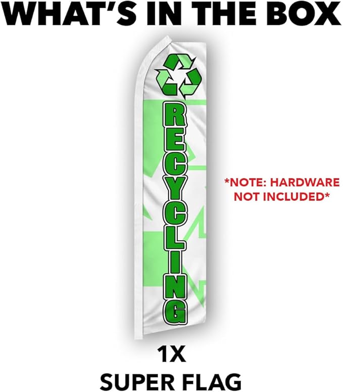 Recycling Swooper Feather Advertising Flag - Perfect for Recycling Centers, E-Recycling, Electronics Stores