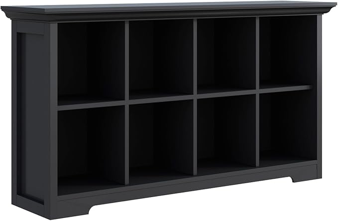 OSCHF Cube Shelf Bookcase with Base - Wooden 2 Tiers Floor Standing Low Storage Cabinet for Home and Office, 8-Cube Lattice Bookshelf, Black