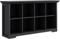 OSCHF Cube Shelf Bookcase with Base - Wooden 2 Tiers Floor Standing Low Storage Cabinet for Home and Office, 8-Cube Lattice Bookshelf, Black