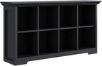 OSCHF Cube Shelf Bookcase with Base - Wooden 2 Tiers Floor Standing Low Storage Cabinet for Home and Office, 8-Cube Lattice Bookshelf, Black