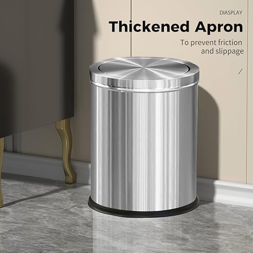 YOJIA 4 Gallon Stainless Steel Waste Bin,Small Metal Garbage can with Shake Lid,Paper Backet with Flipping Lid, Large Capacity Trash Can, for Kitchen,Bathroom,Living Room,Office,Hotle (Silver)