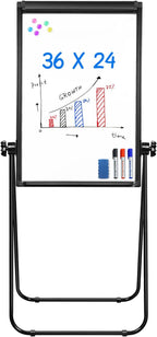 Stand White Board - 36x24 Magnetic Dry Erase Board Flipchart Easel Whiteboard, 3' x 2' Double Sided Easel Board Portable Whiteboard