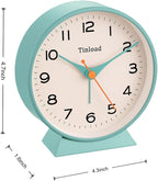 Tinload 4.5" Battery Operated Retro Analog Alarm Clock, Small Silent Bedside Desk Clock,Lighted on Demand, Battery Operated, Snooze, for Living Room, Bedroom, Bedside, Desk(Green)