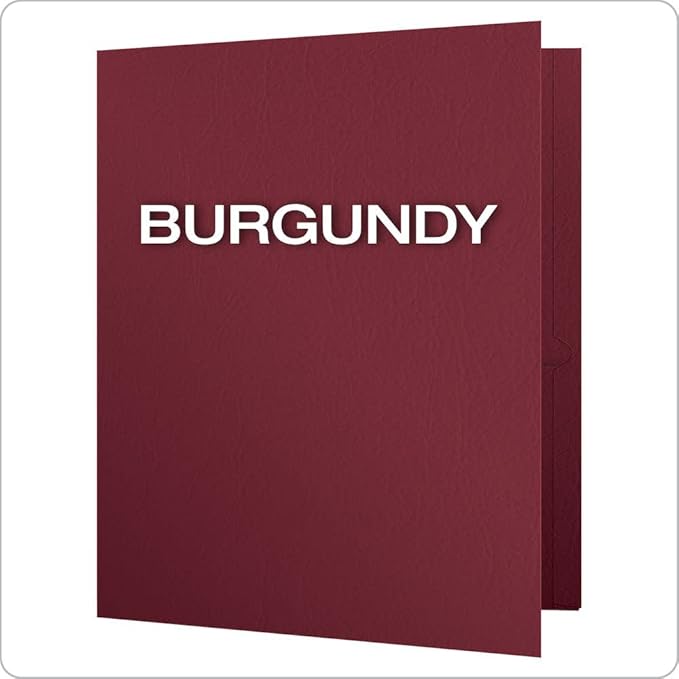 Oxford Twin-Pocket Folders, Textured Paper, Letter Size, Burgundy, Holds 100 Sheets, Box of 25 (57557)