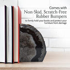 Nature's Decorations Black Agate Bookends – A+ Grade Geode Heavy Duty Decorative Stone Crystal for Shelves & Bookcases, Natural Polished Bookshelf Decor, 1 Pair 3-4Lbs