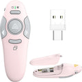 QUI Presentation Clicker Wireless Presenter Remote Clicker for PowerPoint Presentation Remote, PowerPoint Slide Advancer for Mac/Windows/Linux, Google Slide/PPT/Keynote, USB A&C, Pink