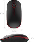 VssoPlor Wireless Mouse, 2.4G Slim Portable Quiet Computer Mice with Nano Receiver for Notebook, PC, Laptop, Computer-Black and Wine Red