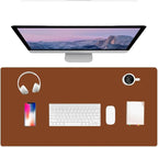 PU Leather Desk Pad Protector Gaming Mouse Pad Non Slip Desk Mat for Keyboard and Mouse Waterproof Desk Writing Pad for Office and Home Desk Accessories(Brown, 35.4 * 17.7)