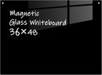 Gooderboard Glass Magnetic Black Board - 48 x36 Inches Frameless Dry Erase Blackboard for Wall, Wall Mounted Glass Board, Writing Board for Office, Meetings and Schools