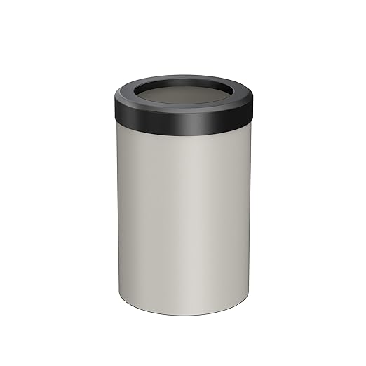 Gatco Modern Round Wastebasket, Matte Pearl and Matte Black Combo - Stainless Steel Trash Can with Removable Lid, Leakproof, 3 Gallon Capacity for Bathroom, Bedroom, Kitchen, or Office